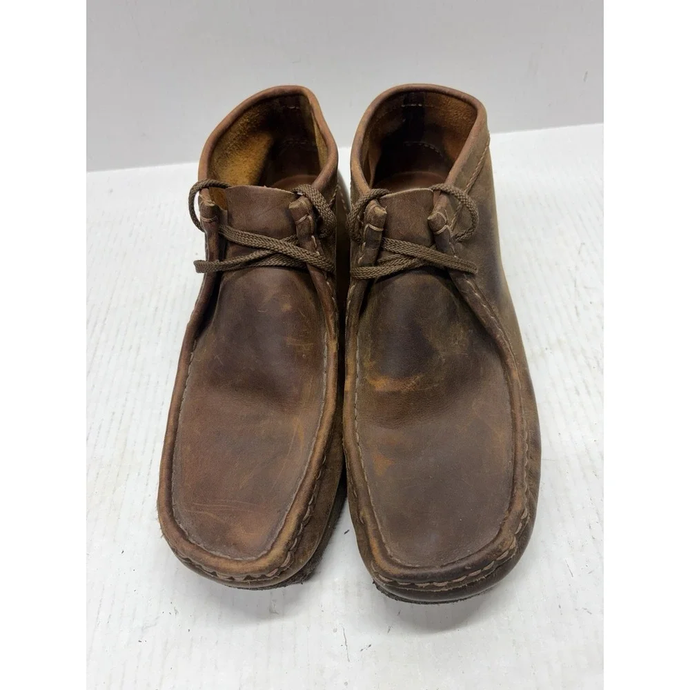 Clarks Originals Wallabee Boots Mens 10 Chukka Lace Up Ankle Top Leather Brown